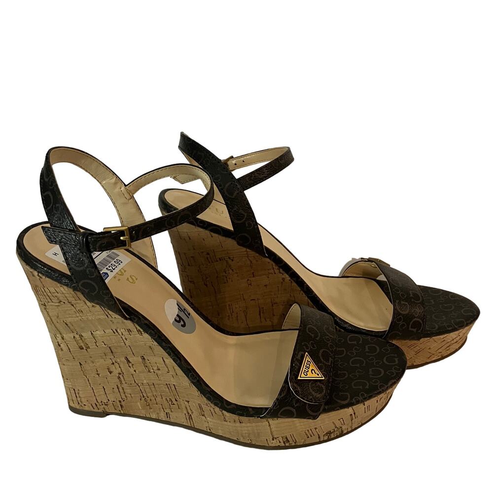 Guess Women’s size 9.5 Brown Sandals 4.5” Wedge - New